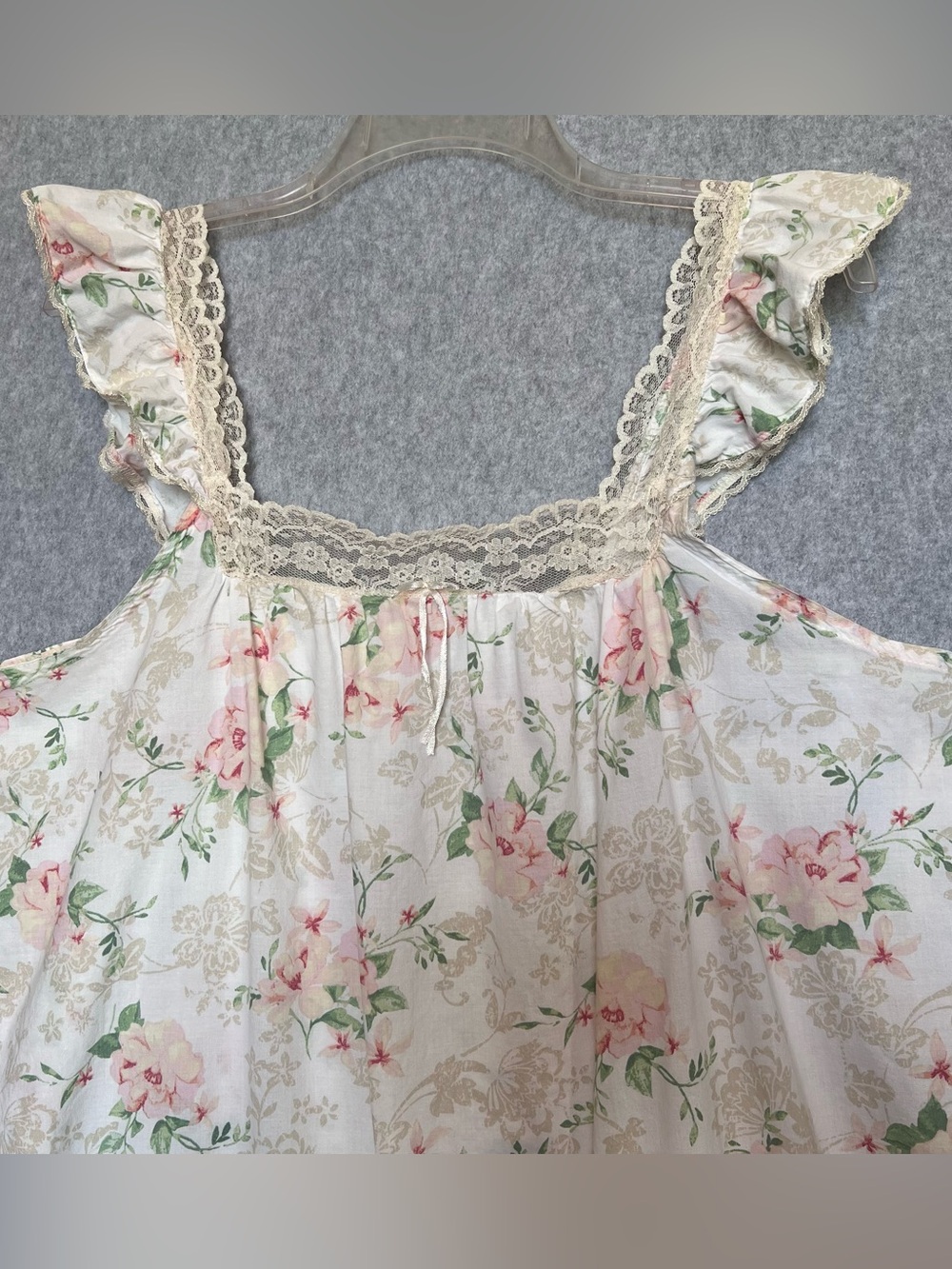 Vintage Laura Ashley Floral Nightgown Large 100% Cotton Lace Trim Cottagecore - Picture 2 of 11